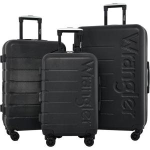 Wrangler Maverick 3 Piece Luggage Set, Silver Sage(Black)