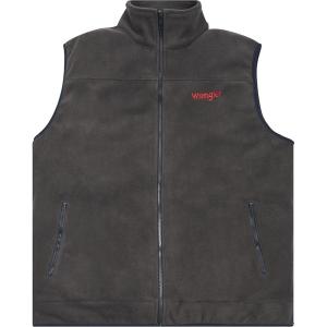 Wrangler Men’s Big and Tall Polar Fleece Zip Up Sleeveless Vest(Charcoal/Navy)