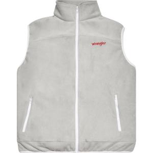 Wrangler Men’s Big and Tall Polar Fleece Zip Up Sleeveless Vest(Lt Gry/Wht)