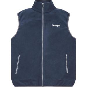 Wrangler Men’s Big and Tall Polar Fleece Zip Up Sleeveless Vest(Navy/Lt Grey)