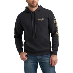 Wrangler Men’s Blue Sleeve Logo Hoodie(Jet Black)