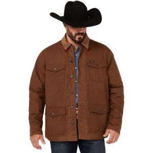 Wrangler Men’s Canvas Flannel Lined Button-Down Barn Jacket – 112352842 US Brown