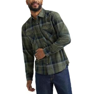 Wrangler Mens Iconic Denim Regular Fit Snap Shirt(Thyme Plaid)