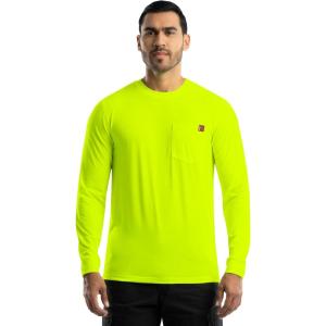 Wrangler Mens Long Sleeve Pocket T-Shirt with UPF(Yellow)