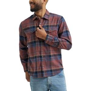 Wrangler Men’s Long Sleeve Shirt(Bitter Chocolate Plaid (Flannel))