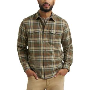 Wrangler Men’s Long Sleeve Shirt(Thyme Plaid (Flannel))