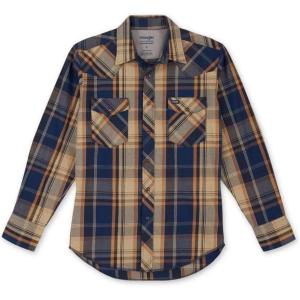 Wrangler Men’s Premium Performance Advanced Comfort Workshirt(Blue/Tan)