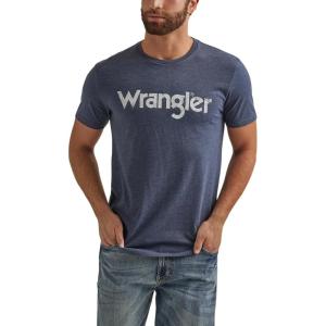 Wrangler Men’s Western Crew Neck Short Sleeve Tee Shirt(Navy Heather)