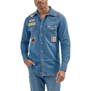 Wrangler Men’s X Hot Wheels Denim Work Shirt(Light Blue Denim)