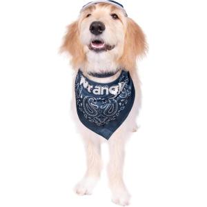 Wrangler Pattern Pet Bandana – Soft Poplin Dog Bandana with Iconic Logo – Dog Bandanas for Small to Large Breeds (Tan, M-L)(Navy Multi)