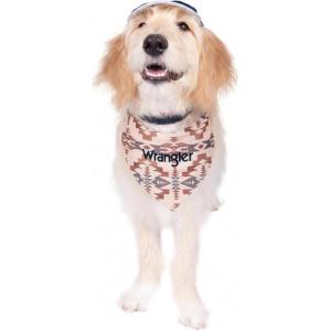 Wrangler Pattern Pet Bandana – Soft Poplin Dog Bandana with Iconic Logo – Dog Bandanas for Small to Large Breeds (Tan, M-L)(Tan Multi)