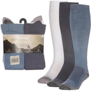 Wrangler Ryder Western Cowboy Boot Socks for Men – Over Calf, Cushioned Sole, Moisture-Wicking, Durable Design(Blue)