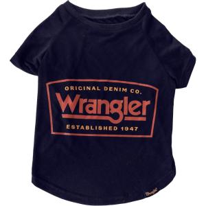 Wrangler T-Shirt for Dogs – Lightweight, Pull On Washable Dog Shirt – Rope EST Wrangler Logo Tee (Navy) L Size(Large)