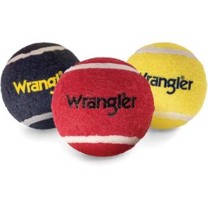 Wrangler Tennis Balls for Dogs – 3-Pack Non-Toxic Rubber Fetch Balls – High-Visibility Fetch Toys for Dogs – Standard 2.5″ Size – Interactive Dog Toys and Breeds