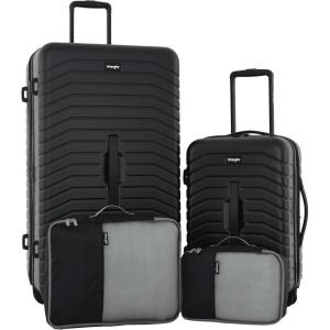 Wrangler Trunk Spinner Suitcase Set, Poseidon Blue, 3 Luggage Set(Black)