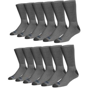 Wrangler Ultra Dry Crew Socks for Men – 12 Pk, Full Cushion, Arch Support, Moisture-Wicking, Steel Toe – fits shoe size 6-12(Grey)