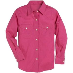 Wrangler White Girls Western Long Sleeve Top GW7001W(Pink)