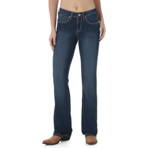 Wrangler Women’s Aura Instantly Slimming Mid Rise Boot Cut Jean(Dark Blue)