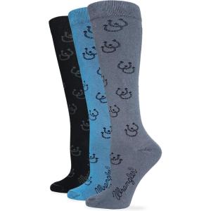 Wrangler Women’s Ladies Wild West Boot Socks 3 Pair Pack(Black/Teal/Grey)