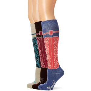 Wrangler Women’s Ladies Wild West Boot Socks 3 Pair Pack(Blue/Khaki/Brown)