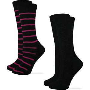 Wrangler Women’s Novelty Stripe Pattern Fashion Crew Socks 2 Pack(Fuschia)