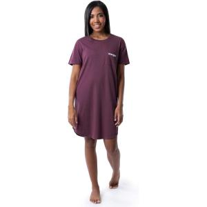 Wrangler Women’s Short Sleeve Crewneck Pocket Sleepshirt(Amaranth)