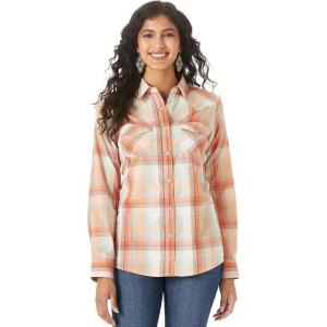 Wrangler Women’s Vintage Denim Snap Shirt(Faded Pink Orange)