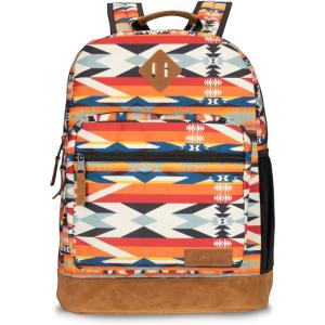 Wrangler Yellowstone Sturdy Backpack for Travel Classic Logo Water Resistant Casual Daypack for Travel with Padded Laptop Notebook Sleeve (Wild West)(Wild West)