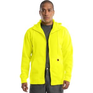 Wrangler mens Durable Performance Fleece Hi-viz Full Zip Hoodie(Safety Yellow)