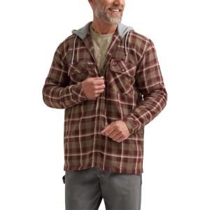 Wrangler mens Masonry Hooded Jacket(Chocolate Burgundy Plaid)