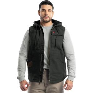 Wrangler mens Sherpa Lined Vest With Hood(Black)