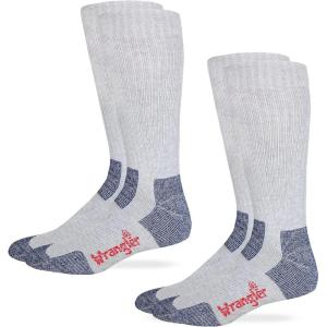 Wrangler mens Steel Toe Boot Ultra-dri Work Crew Socks 2 Pair Pack(Grey)
