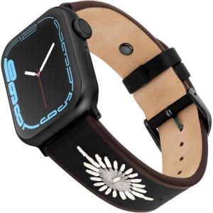 Wrangler® “Western Stitch” Leather Band for Apple Watch®, Embroidered Star, Fits all Apple Watch® Series and Sizes(Black)