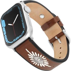 Wrangler® “Western Stitch” Leather Band for Apple Watch®, Embroidered Star, Fits all Apple Watch® Series and Sizes(Brown)