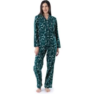 Wrangler womens Long Sleeve Flannel Top and Pant Pajama Set(Deep Teal Horse Toss)
