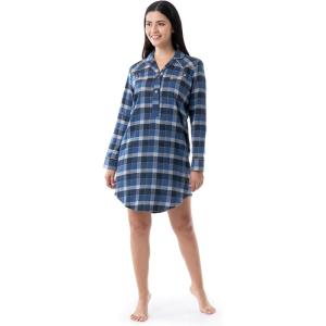 Wrangler womens Mid-length Flannel Sleep Shirtdress(Blue Plaid)