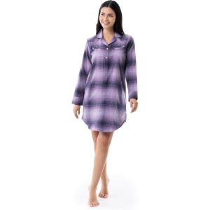 Wrangler womens Mid-length Flannel Sleep Shirtdress(Lilac Ombre Plaid)