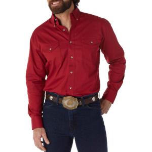 WranglermensPainted Desert Two Pocket Long Sleeve Button Shirt(Red)