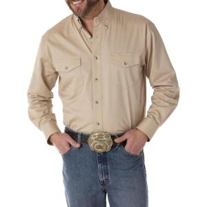 WranglermensPainted Desert Two Pocket Long Sleeve Button Shirt(Tan)