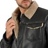Wrangler Men’s Black Faux Leather Jacket – Classic Sherpa Collar Design with Snap Buttons and Side Pockets