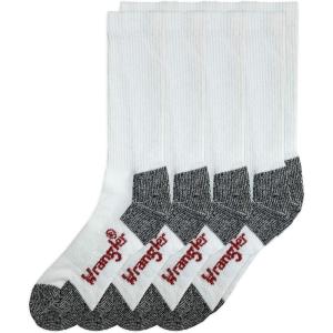 Wrangler Mens Riggs Workwear Ultra-Dri Moisture Wicking Crew Boot Socks 4 Pair Pack(White)
