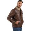 Wrangler Men’s Brown Faux Leather Jacket – Western Trucker Style with Sherpa Collar and Snap Button Closure