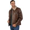 Wrangler Men’s Brown Faux Leather Jacket – Western Trucker Style with Sherpa Collar and Snap Button Closure
