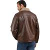 Wrangler Men’s Brown Faux Leather Jacket – Western Trucker Style with Sherpa Collar and Snap Button Closure