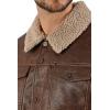 Wrangler Men’s Brown Faux Leather Jacket – Western Trucker Style with Sherpa Collar and Snap Button Closure