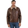 Wrangler Men’s Brown Faux Leather Jacket – Western Trucker Style with Sherpa Collar and Snap Button Closure