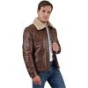 Wrangler Men’s Leather Flight Jacket Sherpa Medium Brown.(Medium Brown)