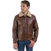 Wrangler Men’s Leather Flight Jacket Sherpa Medium Brown.(Medium Brown)