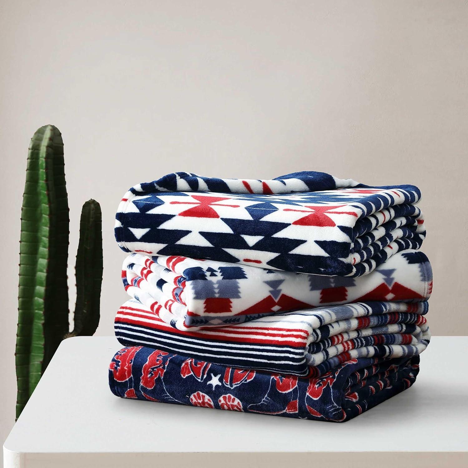 imageWrangler Blanket Super Soft Sherpa Bedding with Corduroy Reverse Yellowstone Inspired Throw Blanket for Couch or Bed Coyote Sands Orange 50quot x 60quotNolan Blue