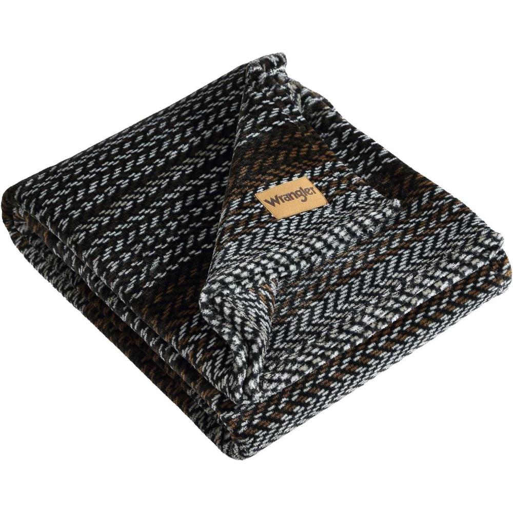 imageWrangler  Blanket Super Soft Sherpa Bedding with Corduroy Reverse Yellowstone Inspired Throw Blanket for Couch or Bed Coyote Sands Orange 50quot x 60quotNash Stripe Brown